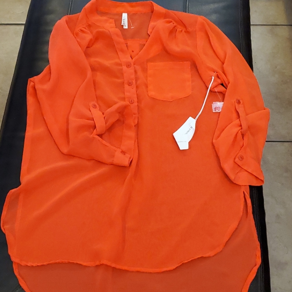 Sheer infrared 3/4 sleeve blouse... BRAND NEW!